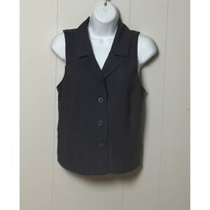 Loft Outlet Women's Navy Blue Sleeveless Button Front Vest Top Size Small